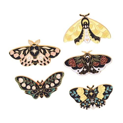 Ipetboom 5 Stück Schmetterlings Emaille Anstecknadeln Broschen Retro Metall Pins für Kleidung Rucksack Taschen mit Sicherem Verschluss Langlebig und Farbecht von Ipetboom