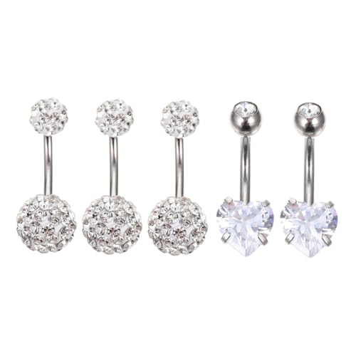 Ipetboom 5 Stück Teiliges Bauchnabelpiercing Damen Edelstahl Zirkonia Nabelring Piercing Schmuck Bauchpiercing für Festival Party Tanz mit Stilvollem Design von Ipetboom