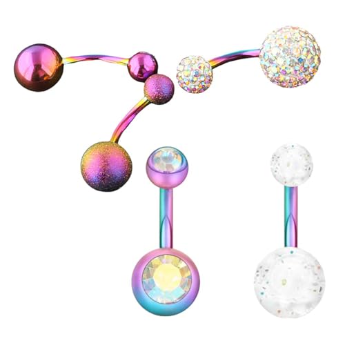 Ipetboom 5stücke Bauchschnalle Nagel Piercing Edelstahl Metall Bauchpunktionsschnallen Für Frauen Bunt Verschiedene Muster Zur Auswahl Für Auftritte Clubs Tänze Partys von Ipetboom