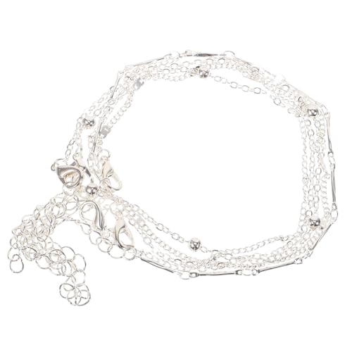 Ipetboom 5 Stück Teiliges Damen Fußkettchen Set Stapelbare Silberfarbene Perlen Fußkette Modisches Boho Schmuck Zubehör für Alltag Strand Party und Urlaub Komfortabel und Sicher Sitzend von Ipetboom
