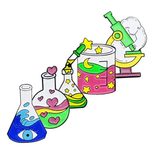 Ipetboom 5 Stück Teiliges Emaille Anstecknadel Set Laborgeräte Broschen Modischer Schmuck für Frauen Lustige Wissenschaft Kostüm Zubehör für Kleidung Taschen und Hüte von Ipetboom