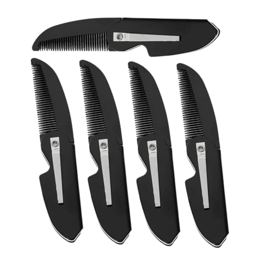 Ipetboom 5 Stück Teiliges Faltbarer Herren Bartkamm aus Stabilem Kunststoff Kompakt und Handlich für Unterwegs Feine Zähne für Sanftes Styling und Anwendung bei Bart und Haaren von Ipetboom