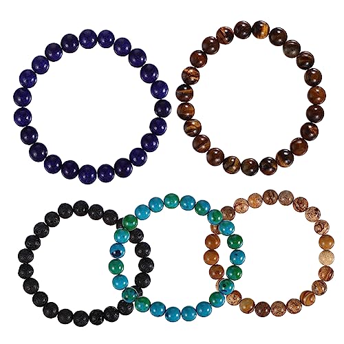 Ipetboom 5 Stück Teiliges Herren Armband Natürlichem Agatstein Perlenarmbänder für Anlässe Strapazierfähig Geschenkidee für Freunde Familie von Ipetboom