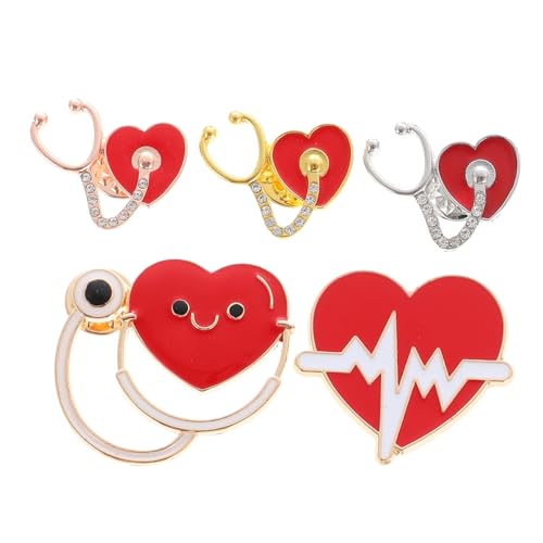 Ipetboom 5 Stück Teiliges Herzförmiges Anstecknadel aus Zinklegierung Kreativer Arzt und Krankenschwester Broschen Schmuck für Kleidung Taschen Hüte Geeignet für Formal und Alltag von Ipetboom