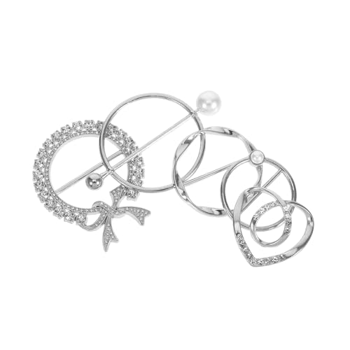Ipetboom 5 Stück Teiliges Metall Schalring mit Perlen und Strass Stabile Knotenschnalle für Seidenschals und Tücher Eleganter Halter für Damen Robuster Clips zur Stilvollen Fixierung von Ipetboom
