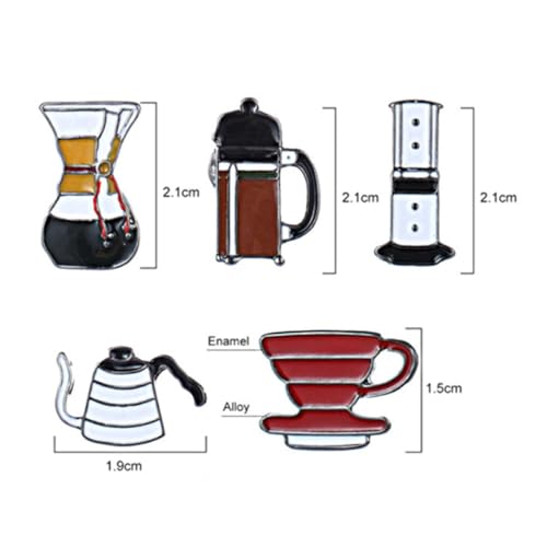 Ipetboom 5 Stück Teiliges Niedliche Kaffeekannen Broschen Pins Modische Anstecknadeln für Kleidung Rucksack Hut Leicht Tragbar Kreatives Design für Verspielte Akzente von Ipetboom