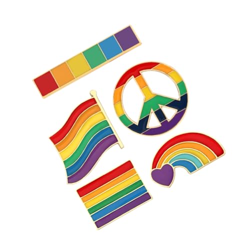Ipetboom 5 Stück Teiliges Regenbogen Broschen aus Langlebiger Legierung Kreative Formen für Kleidung Rucksäcke und Hüte Einfache Befestigung Modische Anstecknadeln für Damen und Herren von Ipetboom