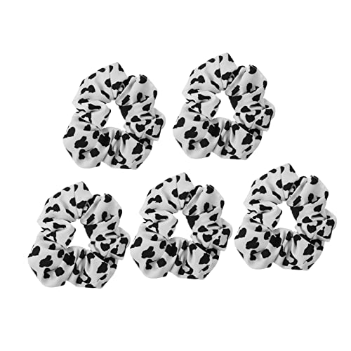 Ipetboom 5 Stück Teiliges Set Damen Haargummis Oversized Haarbänder mit Milchmuster Elastische Haarringe für Pferdeschwanz für Täglichen Gebrauch Haarschmuck Set von Ipetboom