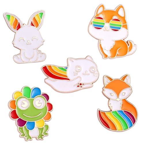 Ipetboom 5 Stück Tiermotiv Broschen aus Langlebiger Bunte Emaille Anstecknadeln Dekorative Pins für Kleidung Taschen Rucksäcke Sichere Befestigung Modische Accessoires für Damen von Ipetboom