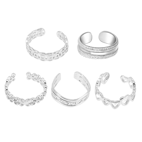 Ipetboom 5 Stück Verstellbare Zehenringe für Damen Fußringe für Strand Partys und Alltag Vielseitig als Fingerring Tragbar für und Besondere Anlässe von Ipetboom