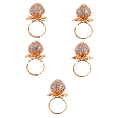 Ipetboom 5 Stück Verstellbarer Offener Ring mit Rosendesign Kreativer Modeschmuck für Damen Hypoallergen Elegant Partys Alltagsmode von Ipetboom