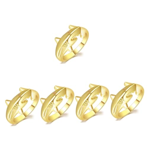 Ipetboom 5 Stück offener Ring modeschmuck Modering Kostümschmuck für Frauen Haischmuck für Frauen Ringe für jugendliche Mädchen Ozeanringe Geburtstagsgeschenk für sie Hai-Ring Kupfer Golden von Ipetboom