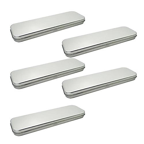 Ipetboom 5-Teiliges Federmäppchen Aus Metall Stiftebox Stiftbox Federmäppchen Rechteckig Für Stift Bleistift Buntstifte Schreibwarenbox Metallfedermäppchen Leer Aufklappbare Blechdose von Ipetboom