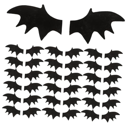 Ipetboom 50 Stück Fledermausflügel Deko aus Filzstoff Halloween Bastelset für DIY Kostüm-accessoires Leichte Kleine Fledermausflügel für Haarspangen und Kleidung Schwarz Langlebig und von Ipetboom