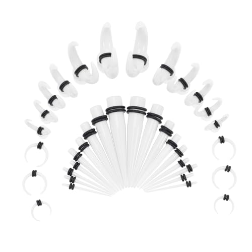 Ipetboom 50 Stück Teiliges Ohrgauges Stretching aus mit Hörnern Stabiles Ohrdehner Kit für Damen und Herren Ohrstecker Glatte Oberfläche Komfortabel und Langlebig von Ipetboom
