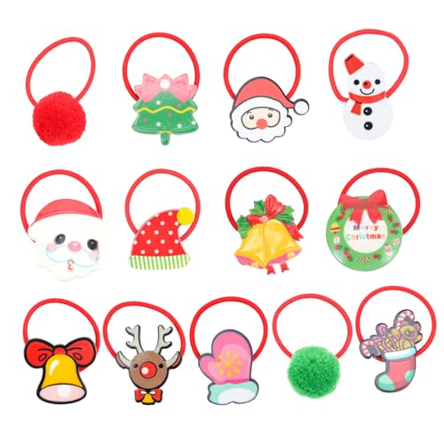 Ipetboom 50stücke Weihnachts-haargummis Mit Weihnachtsmann- Elastische Haarschmuck-accessoires Für Mädchen Und Für Feiertage von Ipetboom