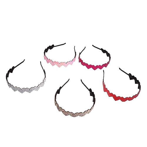 Ipetboom 5st Braut Haarband Liebe Herz Kopfschmuck Form Funkelndes Wellenhaarband Kopfbedeckungen Zum Waschen Des Gesichts Liebe Herz Haarband Spa-schweißband Haare Für Mode Kind Stirnband von Ipetboom