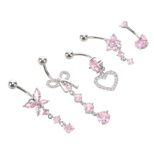 Ipetboom 5stücke Bauchnabelpiercing Für Frauen Schmetterlingsmotiv Rostfrei Baumelnd Süß Nabelschmuck Ring Mit Schleife Durchbohren Körper-schmuck von Ipetboom