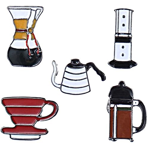 Ipetboom 5Stücke Kaffeetassen Brosche Teiliges Cartoon Pins für Kleidung Rucksack Dekoration Leicht Tragbar für Familie Freunde von Ipetboom