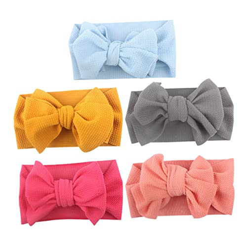 Ipetboom 5stücke Junge Mädchen Stirnbänder Elastisch Mit Schleife Haarband Kopfbedeckung Für Mädchen Jungen Blau Rosa Gelb Rosé von Ipetboom