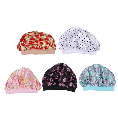 Ipetboom 5stücke Satinhaube Für Junge Mädchen Schlafmütze Satinmaterial Haar Styling Junge Mädchen Nacht Schlaf Hut Kinderfriseur von Ipetboom