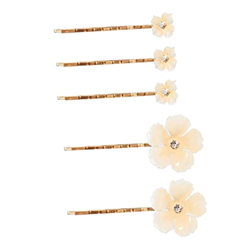 Ipetboom 5st Braut Haarspange Blumen-haarspangen Haarschmuck Blumenhaarnadeln Mädchen Haarklemme Blumen-haarnadeln Haarspangen Für Damen Strass Brautjungfer Weiß Abs Metall Zubehör von Ipetboom