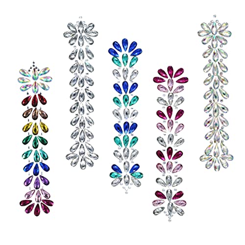 Ipetboom 5Stücke Gesichtsaufkleber Strass Aufkleber für Make Up Selbstklebend für Partys und Festivals Beauty Aufkleber Selbstgemacht Körperkunst von Ipetboom