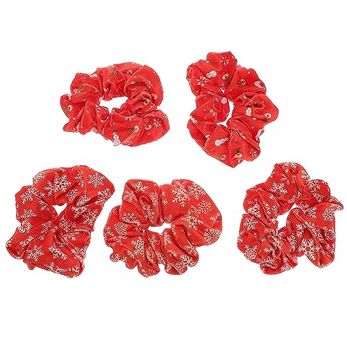 Ipetboom 5stücke Weihnachts-haargummis Mit Schneeflocken Und -designs Elastische Haaraccessoires Für Damen Handgelenk-dekoration Festtagsgeschenke von Ipetboom