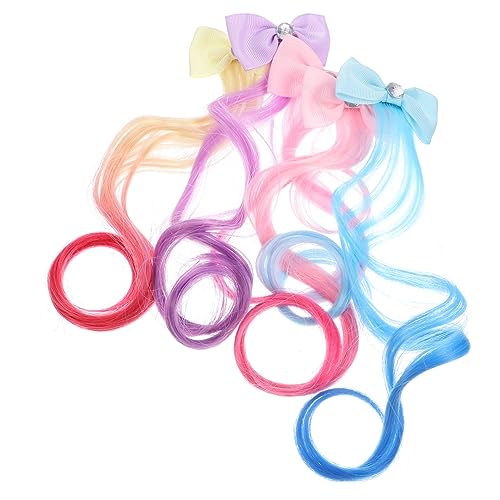 Ipetboom 5stücke Mädchen Haarverlängerungen Clip in Farbig Bogen Haarverlängerungen Mädchen Perücken Haar Clips Kunsthaar Extensions von Ipetboom