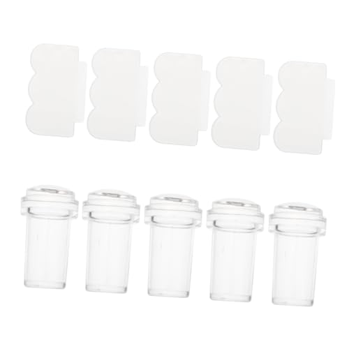Ipetboom 5stücke Transparenter Silikon-nagelstempel Nagelart-tool Maniküre-stempel Nagelstempelwerkzeug Mit Schaber von Ipetboom