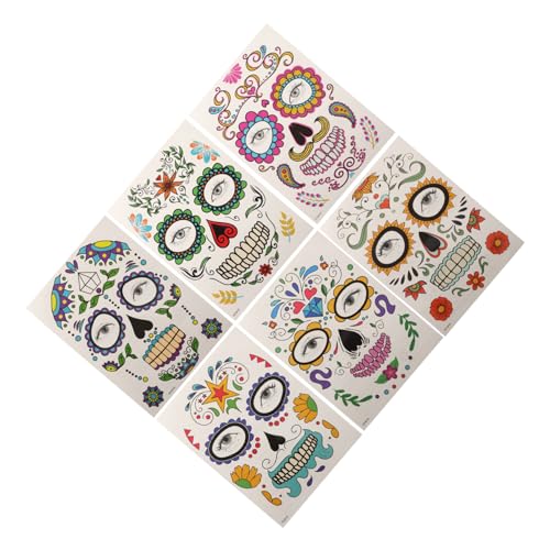 Ipetboom 6 Blätter Halloween-Gesichtsaufkleber Schablonen Glitzer-Kit provisorische Hülle Körper horror tattoos Horror-Tattoos Party-Aufkleber Halloween-Gesichtstattoos Wassertransferpapier von Ipetboom