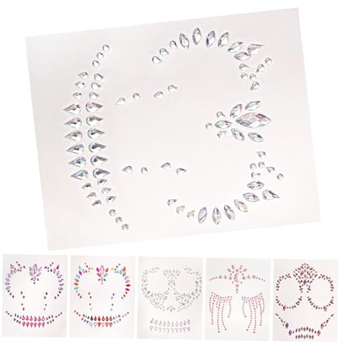 Ipetboom 6blätter Halloween Strass Gesichts-juwelen Aufkleber Temporäre Tattoos Für Erwachsene Glitzernde Kristallaufkleber Für Partys Festivals Und von Ipetboom