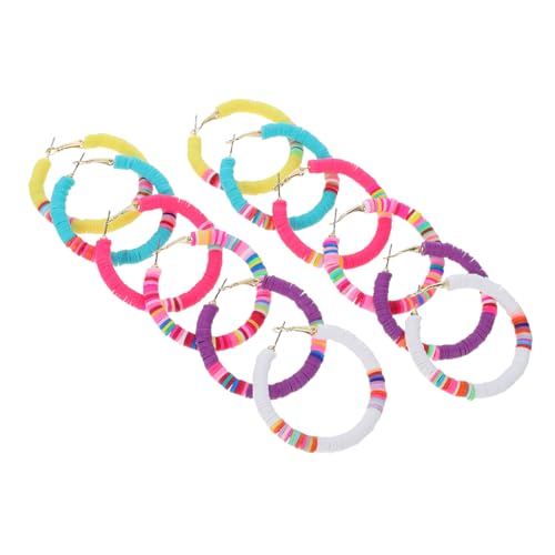 Ipetboom 6 Paare Polymer Clay Ohrstecker Bunte Offene C förmige Ohrringe aus Leichtem Polymer Tonperlen Boho Schmuck für Damen Vielseitig Kombinierbar Handgefertigt Modisch von Ipetboom