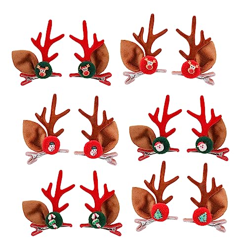 Ipetboom 6paare Weihnachts-haarspangen Mit Rentiergeweih-design Bunte Haarklammern Für Mädchen Party-accessoires Für Weihnachten Und Festliche Anlässe von Ipetboom