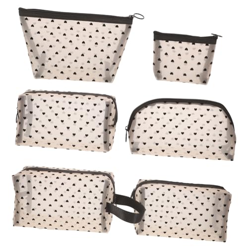Ipetboom 6 Stck Teiliges Herz Mesh Kosmetiktaschen mit Reißverschluss Transparente Make Up Organizer Taschen für Damen und Mädchen Kompakt Leicht Tragbar für Reisen und Alltag von Ipetboom