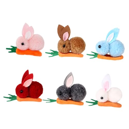 Ipetboom 6stücke Teiliges Mini Plüsch-haarclips Mit Kaninchen Und Karotte Niedliche Haarschmuck Für Ostern Weiche Und Sichere Haarspangen Verschiedenen Farben Für Mädchen von Ipetboom