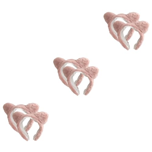 Ipetboom 6 Stk Plüsch-Katzenohr-Stirnband Ohr Stirnband Haargummis für Mädchen Spa Haarband Badetuch Mädchen Stirnband Make-up-Kopfschmuck Breitseite Kosmetik Haarschmuck Schal Damen Rosa von Ipetboom