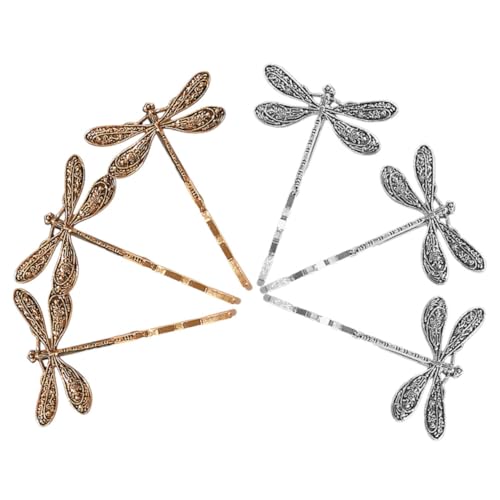 Ipetboom 6 Stk Vintage Libellen Haarspange Libellen-clip Vintage Haarspangen Dekorative Haarspange Libellen-haarnadel Libelle-haarnadel Libellennadel Metall Mädchen Fräulein Haarklammer, Silber Gold von Ipetboom