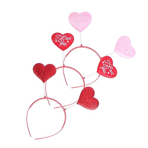 Ipetboom 6 Stk Rotes Herz-stirnband Valentinstag Herz Kopf Boppers Herzkopf Bopper Haarschmuck Für Mädchen Liebe Stirnbänder Für Frauen Make-up-haarband Herz Haarspange Herzförmig Antenne von Ipetboom