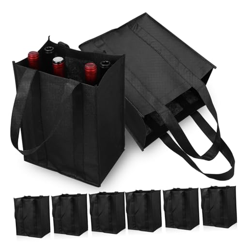 Ipetboom 6 Stück Flaschentasche aus Vliesstoff Wiederverwendbare Tragetasche mit Flexiblem Trennfach Große Kapazität für Weinflaschen Leicht Strapazierfähig für Picknick Camping und von Ipetboom