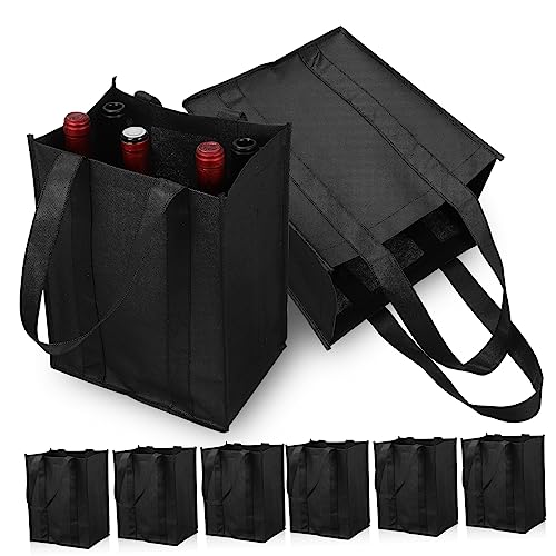 Ipetboom 6 Stück Flaschentaschen aus Vliesstoff mit Flexiblem Trennsteg Weintaschen für Flaschen Leichte Weintaschen für Picknick Party und Reisen Wiederverwendbare Tragetaschen von Ipetboom