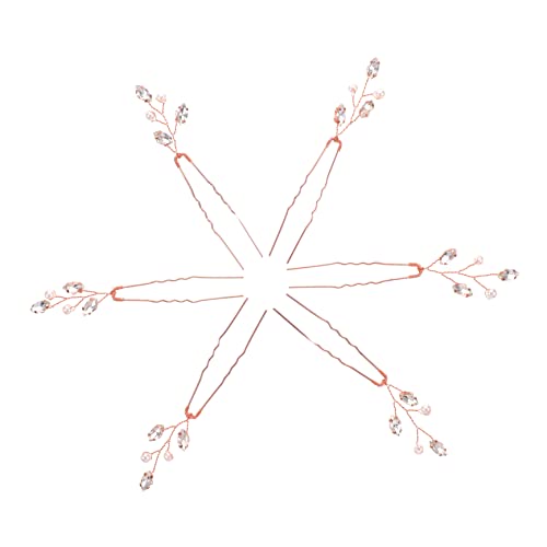 Ipetboom 6 Stück Förmige Haarnadeln aus Rhinestones Teiliges Braut Haarschmuck Haaraccessoires für Hochzeiten Partys und Retro Veranstaltungen Roségoldene Haarstyling für Damen von Ipetboom