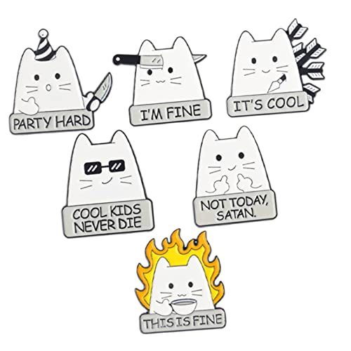 Ipetboom 6 Stück Kreative Katze Broschen Cartoon Ebene Muster Legierung Anstecknadeln Für Kleidung Rucksack Niedliche Tierbrosche Für Damen Halloween Geburtstag Weihnachten Dekor von Ipetboom