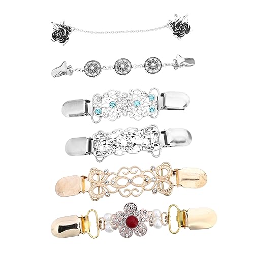 Ipetboom 6 Stück Pullover Clips Dekorative Kragenclips für Kleider Strickjacken und Schals Elegantes Design für Damen und Mädchen zur Fixierung von Kleidung von Ipetboom