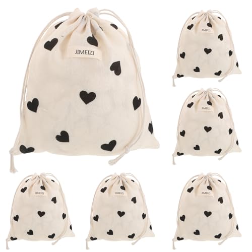 Ipetboom 6 Stück Schmuckbeutel In Herzform Beutel Mit Kordelzug Make Up Taschen Wiederverwendbar Kleine Aufbewahrungstaschen Aus Stoff Geldbörse Für Kosmetik Reiseutensilien von Ipetboom