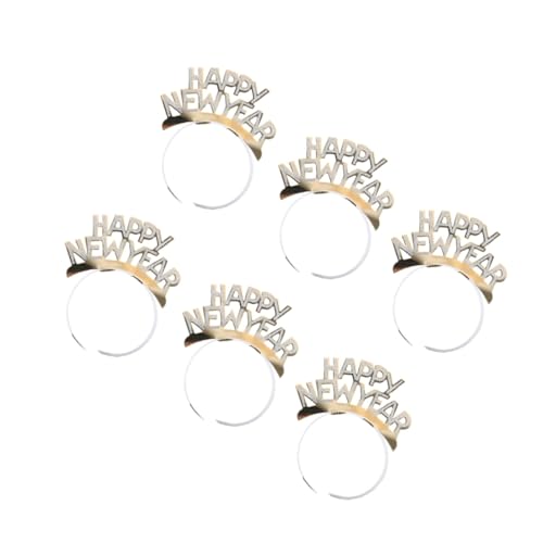Ipetboom Stirnband-set „frohes Neues Jahr“ 6-teilig Goldene Haarreifen Aus Aluminium Silvesterparty-zubehör Glitzernder Kopfschmuck für Frauen von Ipetboom