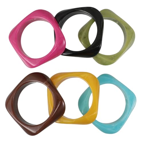 Ipetboom 6 Stück Teiliges Armband Retro Quadratische Chunky Bangles Hautfreundliche Leichte Vintage Schmuckstücke für Damen Vielseitig Kombinierbar für Alltag und Party von Ipetboom