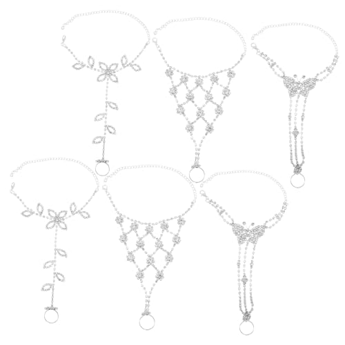 Ipetboom 6 Stück Teiliges Fußkettchen mit Strasssteinen Verstellbare Fußkette Schmuck für Frauen Leichtes Hautfreundliches Design für Strand Party Hochzeit und Alltag von Ipetboom