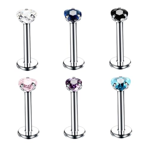 Ipetboom 6 Stück Teiliges Herzförmige Nasen und Lippenpiercing Schmuck Langlebiges Piercing Art Accessoire für Damen und Herren von Ipetboom