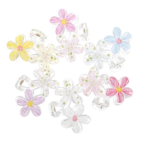 Ipetboom 6 Stück Teiliges Kleine Blüten Haarclips für Dickes Haar Kreative Mehrfarbige Haarklammern mit Fünfblättrigem Blumenmuster Tragbar Vielseitig für Alltag Partys und Strandmode von Ipetboom